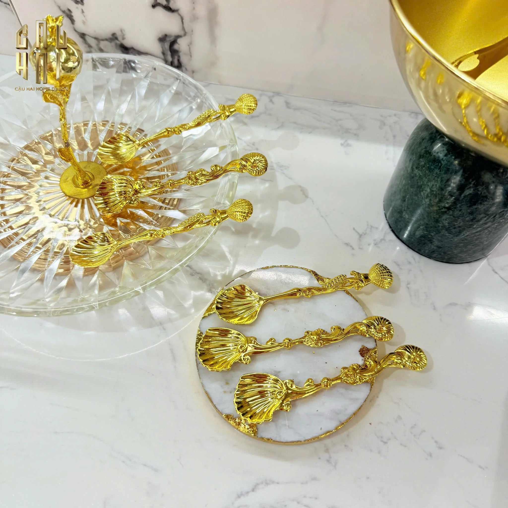 SET 6 MUỖNG SHELL GOLD - LUMIÈRE COFFEE SPOON-CẬU HAI HOME DECOR