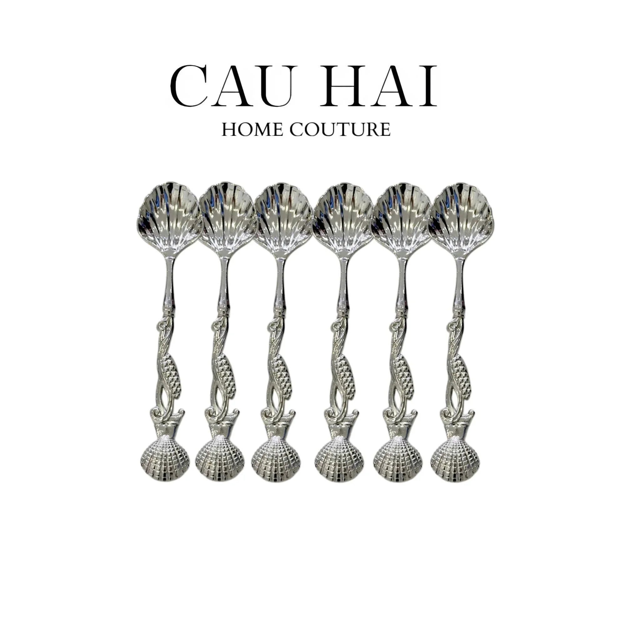 SET 6 MUỖNG SHELL SILVER - COFFEE SPOON-CẬU HAI HOME DECOR