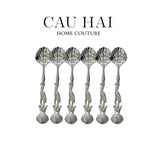 Set 6 Muỗng Shell Silver - Coffee Spoon-Dinner Cutlery Set Dao Muỗng Nĩa-CẬU HAI HOME DECOR