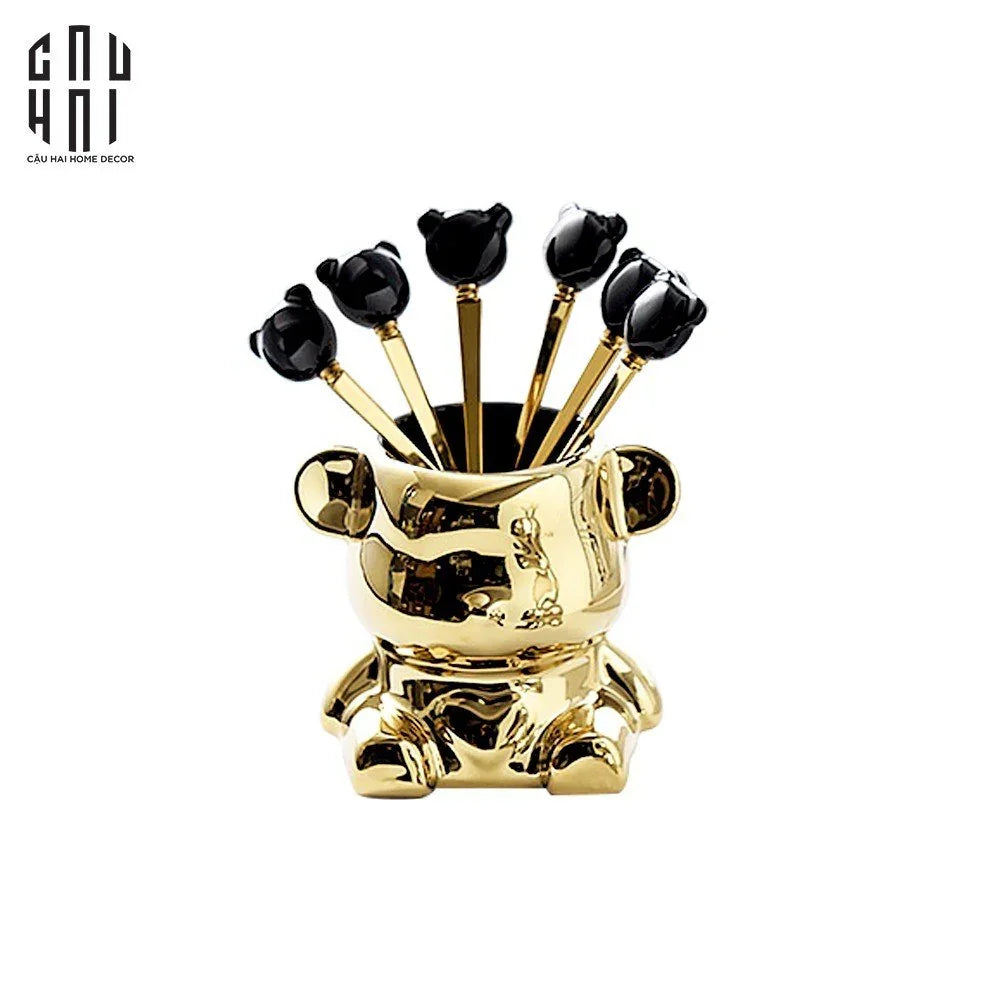 SET 6 MUỖNG TRÁNG MIỆNG CUTIE BEAR-CẬU HAI HOME DECOR