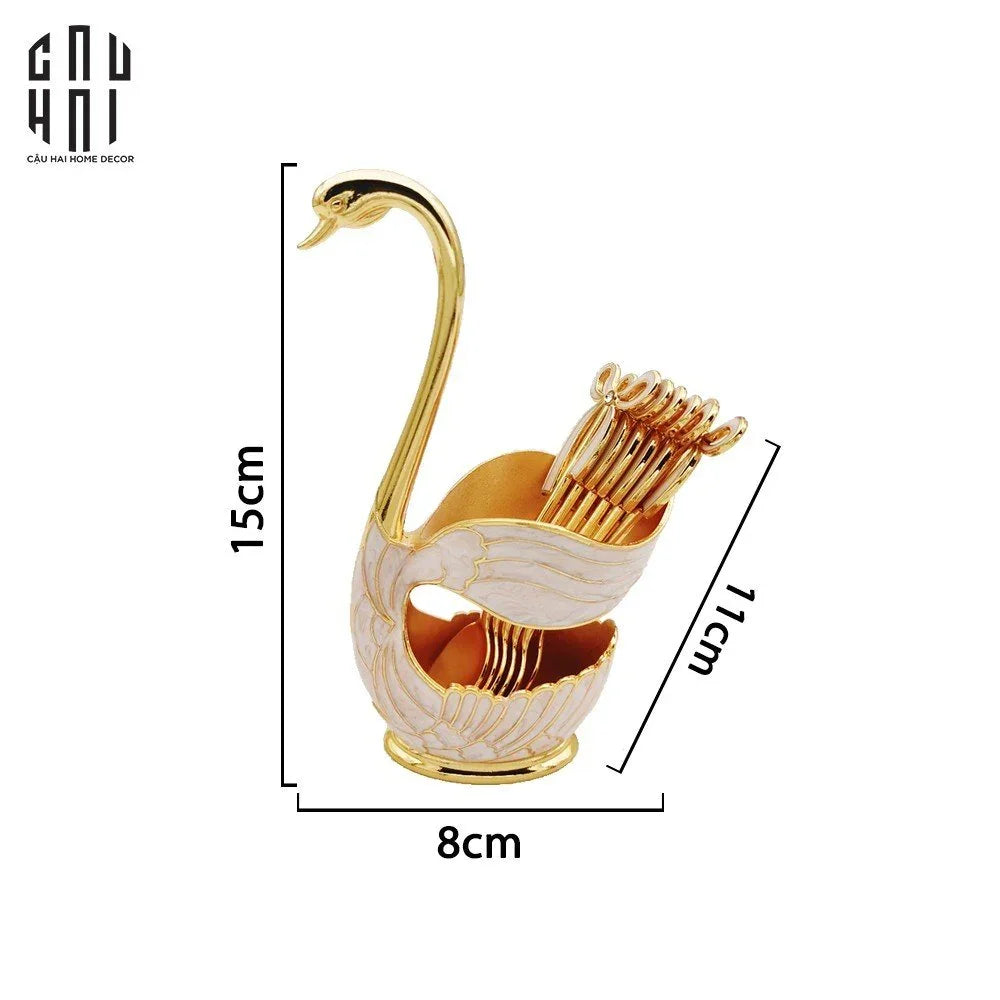 SET 6 MUỖNG TRÁNG MIỆNG GOLDEN SWAN PREMIUM-CẬU HAI HOME DECOR