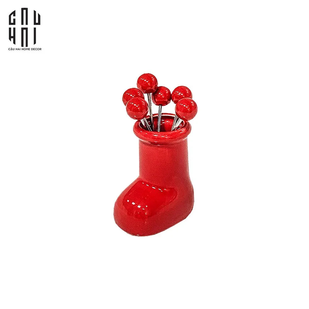 SET 6 NĨA TRÁNG MIỆNG RED BOOT-CẬU HAI HOME DECOR