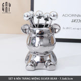 SET 6 NĨA TRÁNG MIỆNG SILVER BEAR-CẬU HAI HOME DECOR