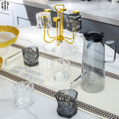 Set Bình Nước Elite 6 Ly Thuỷ Tinh Xám Kèm Khay Minimal – Carafe & Glass Set 8pcs-CẬU HAI HOME DECOR