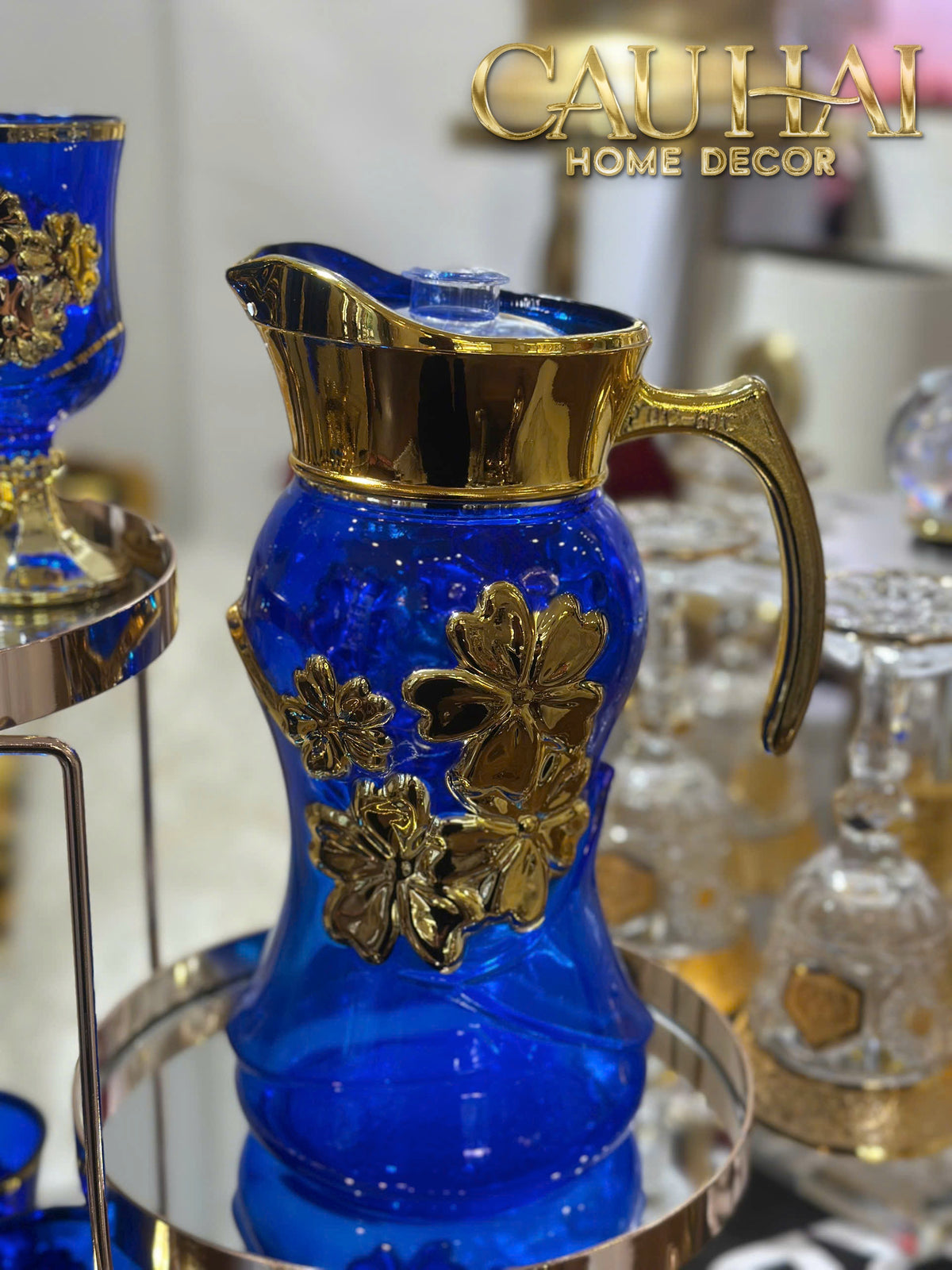 Set Binh Nuoc Thuy Tinh Grand Marquis Bleu Saphir Glass 7pcs-Set bình nước Carafe & Glassware Ensemble-CẬU HAI HOME DECOR