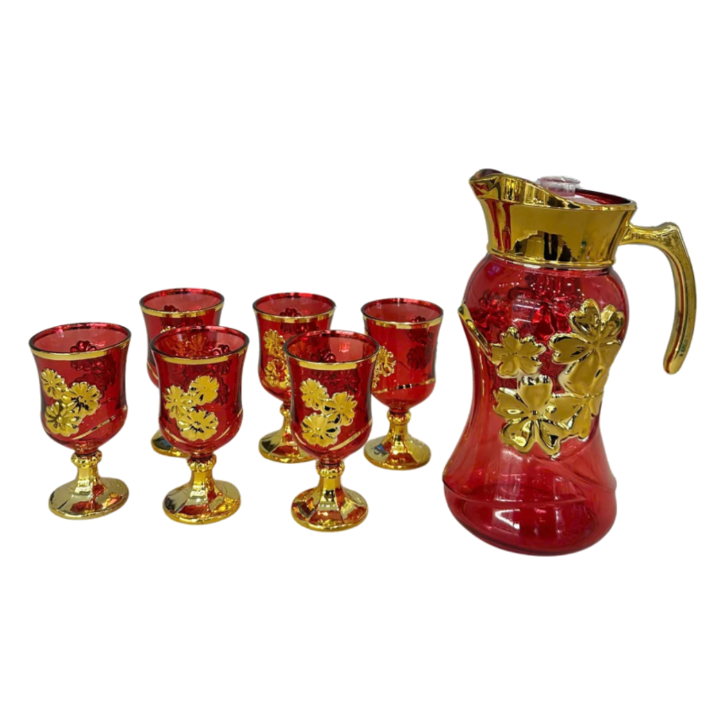 Set Binh Nuoc Thuy Tinh Grand Marquis Rubis Rouge Glass 7pcs-Set bình nước Carafe & Glassware Ensemble-CẬU HAI HOME DECOR