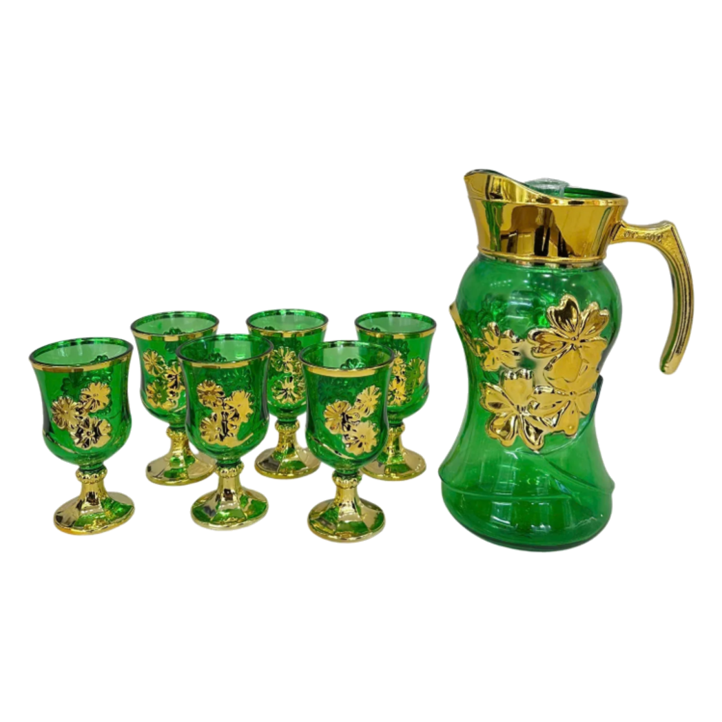 Set Binh Nuoc Thuy Tinh Grand Marquis Vert Jade Glass 7pcs-Set bình nước Carafe & Glassware Ensemble-CẬU HAI HOME DECOR