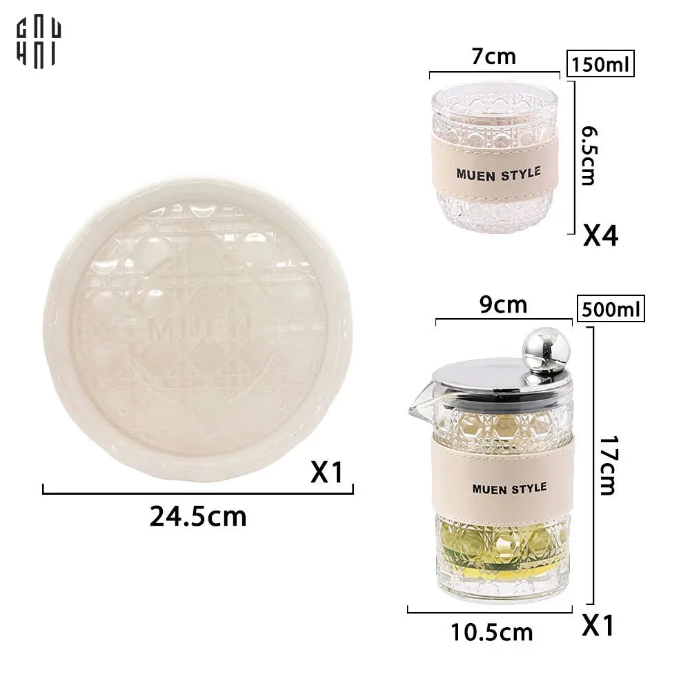 SET BÌNH NƯỚC THUỶ TINH JANIE 6PCS-CẬU HAI HOME DECOR