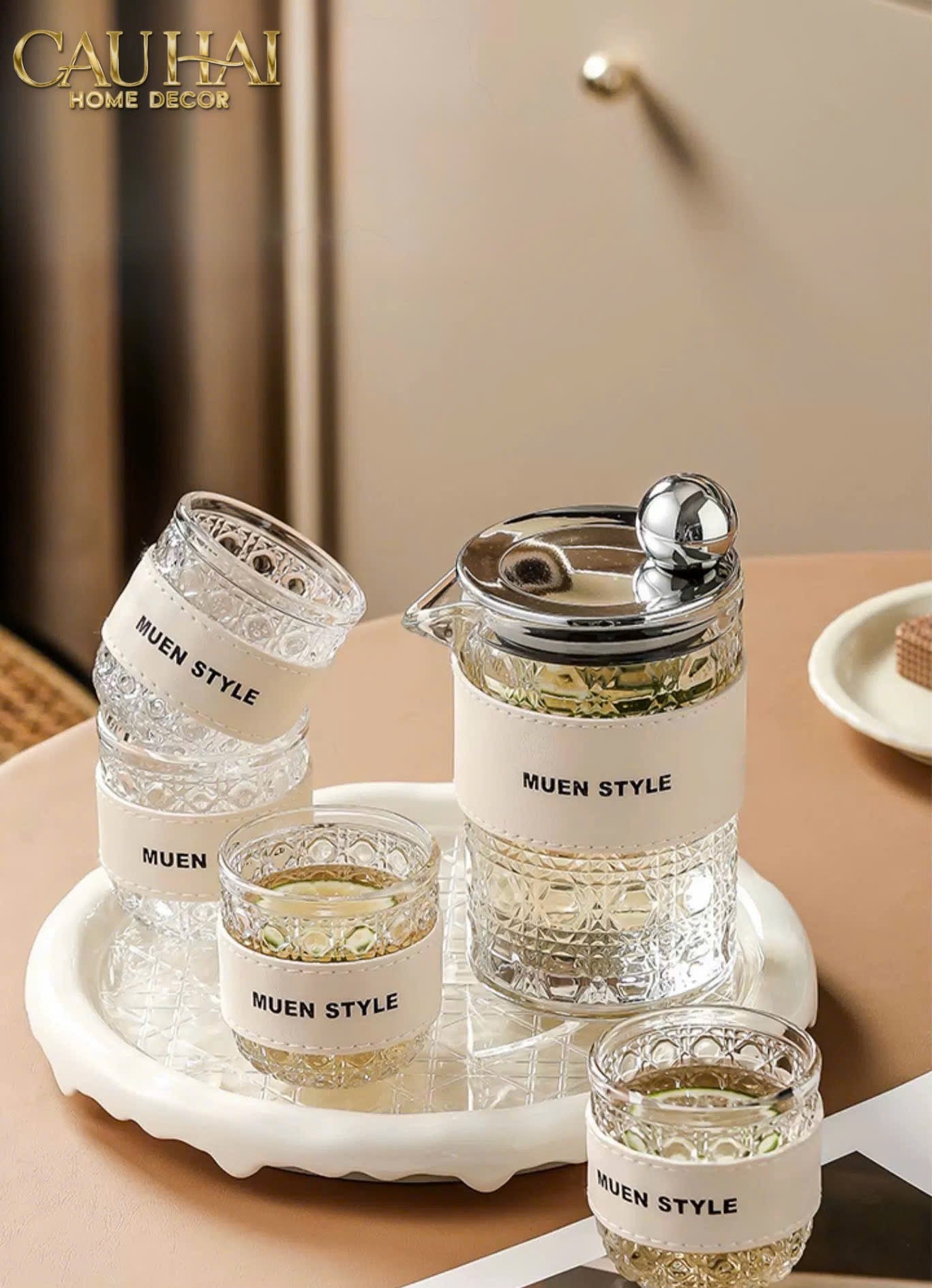 SET BÌNH NƯỚC THUỶ TINH JANIE 6PCS-CẬU HAI HOME DECOR