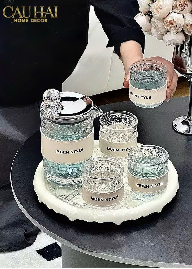 SET BÌNH NƯỚC THUỶ TINH JANIE 6PCS-CẬU HAI HOME DECOR