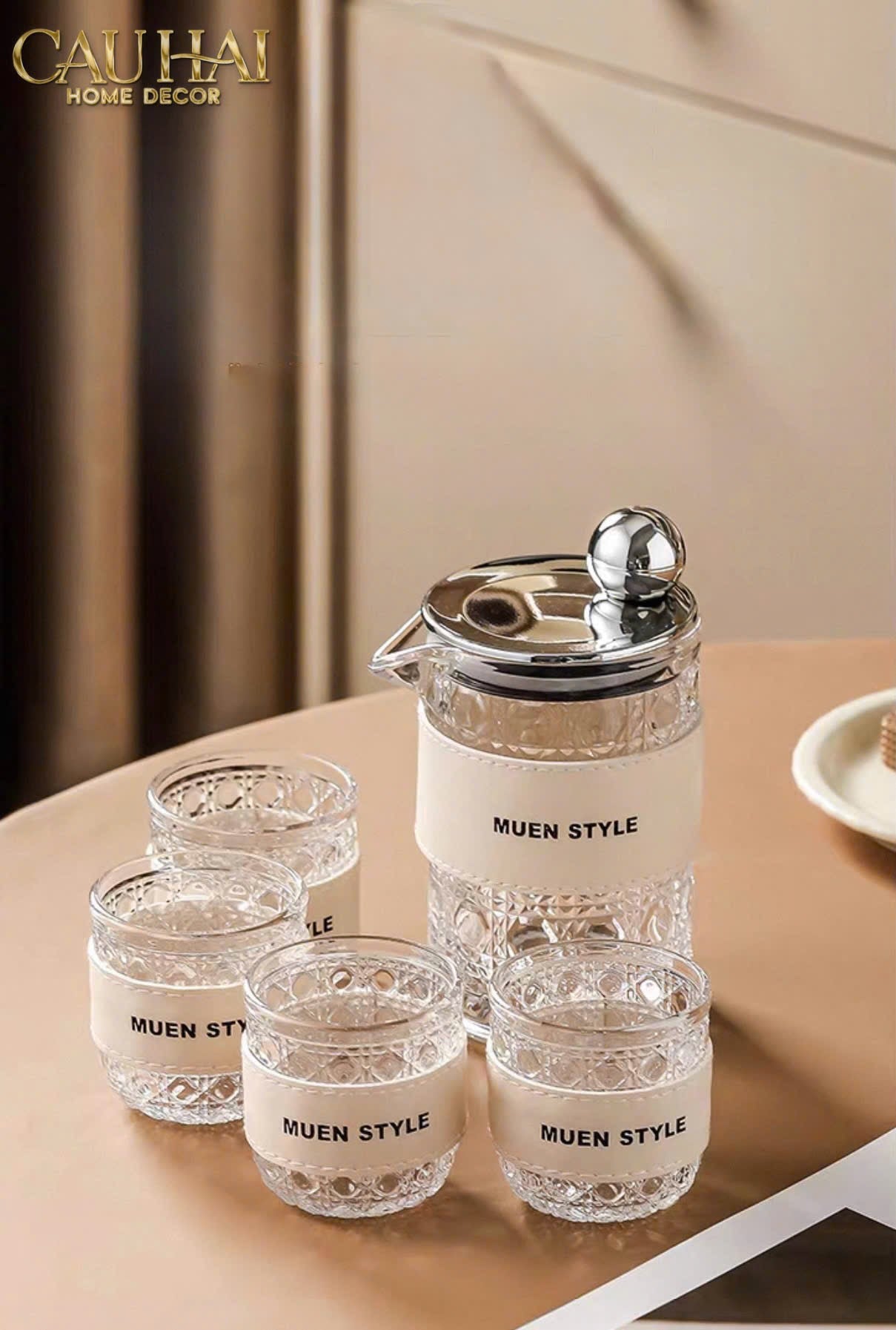 SET BÌNH NƯỚC THUỶ TINH JANIE 6PCS-CẬU HAI HOME DECOR