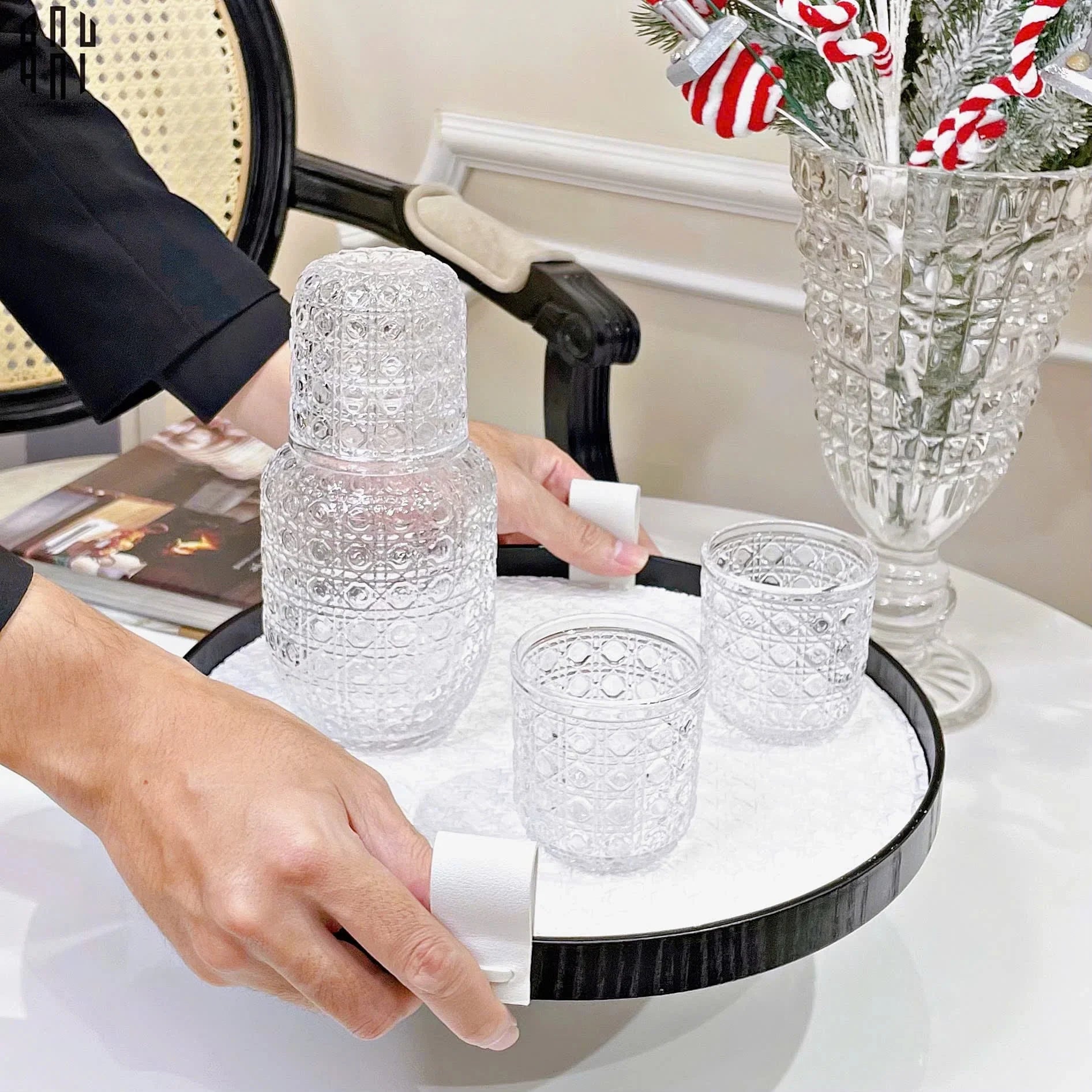 SET BÌNH NƯỚC THUỶ TINH LUXURY D.O UP DOWN CUP-CẬU HAI HOME DECOR