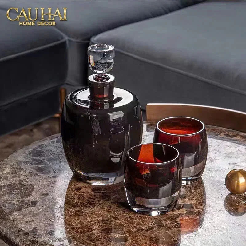Set Bình Rượu Pha Lê Cristalleries Enigma Rouge Umeshu Ensemble-BÌNH RƯỢU-CẬU HAI HOME DECOR