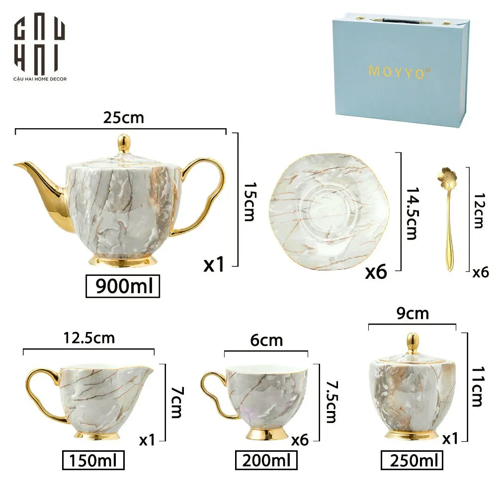 SET BÌNH TRÀ DOLCE LUXURY 21PCS-CẬU HAI HOME DECOR