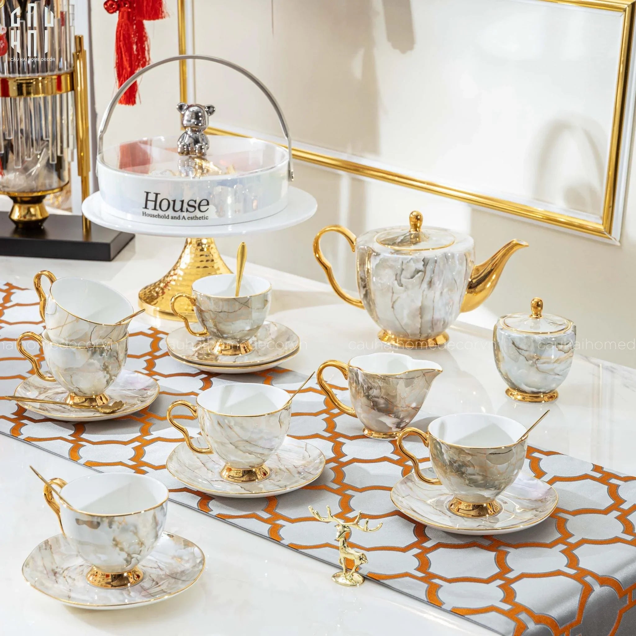 SET BÌNH TRÀ DOLCE LUXURY 21PCS-CẬU HAI HOME DECOR