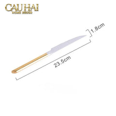 Set Dao Muỗng Nĩa 4 Món Élégance Allure Gilded Silver Dualité Premium Cutlery 4pcs-CẬU HAI HOME DECOR