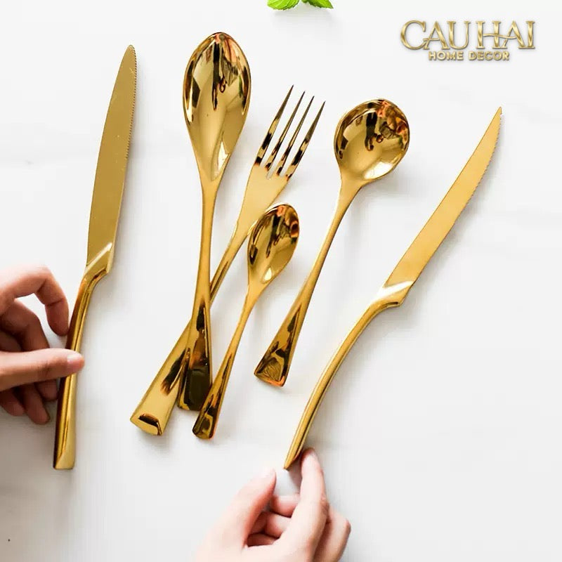 Set Dao Muỗng Nĩa 4 Món H Class Golden Attelage Noble Dinner Cutlery 4pcs-CẬU HAI HOME DECOR