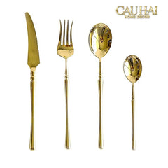 Set Dao Muỗng Nĩa 4 Món Haute Glamour Trident - Shining Golden Premium Cutlery 4pcs-CẬU HAI HOME DECOR