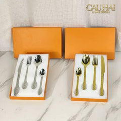 Set Dao Muỗng Nĩa 4 Món Impérial Sand Gold H Class Dinner Cutlery 4pcs-CẬU HAI HOME DECOR
