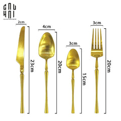 Set Dao Muỗng Nĩa 4 Món L'Amour Matte Gold - Allure Dinner Cutlery 4Pcs-CẬU HAI HOME DECOR
