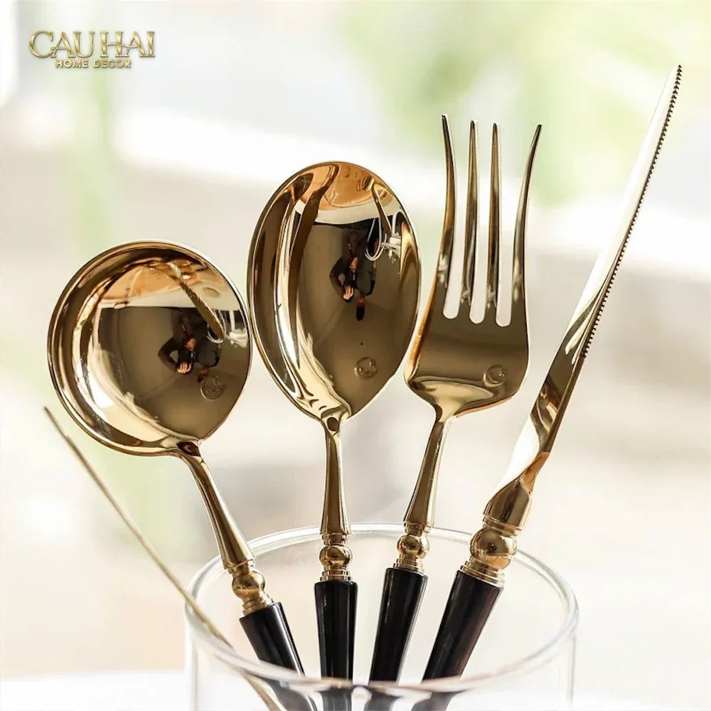 Set Dao Muỗng Nĩa 4 Món Phantom Glamour Trident Couture Dinner Cutlery 4Pcs-Dinner Cutlery Set Dao Muỗng Nĩa-CẬU HAI HOME DECOR