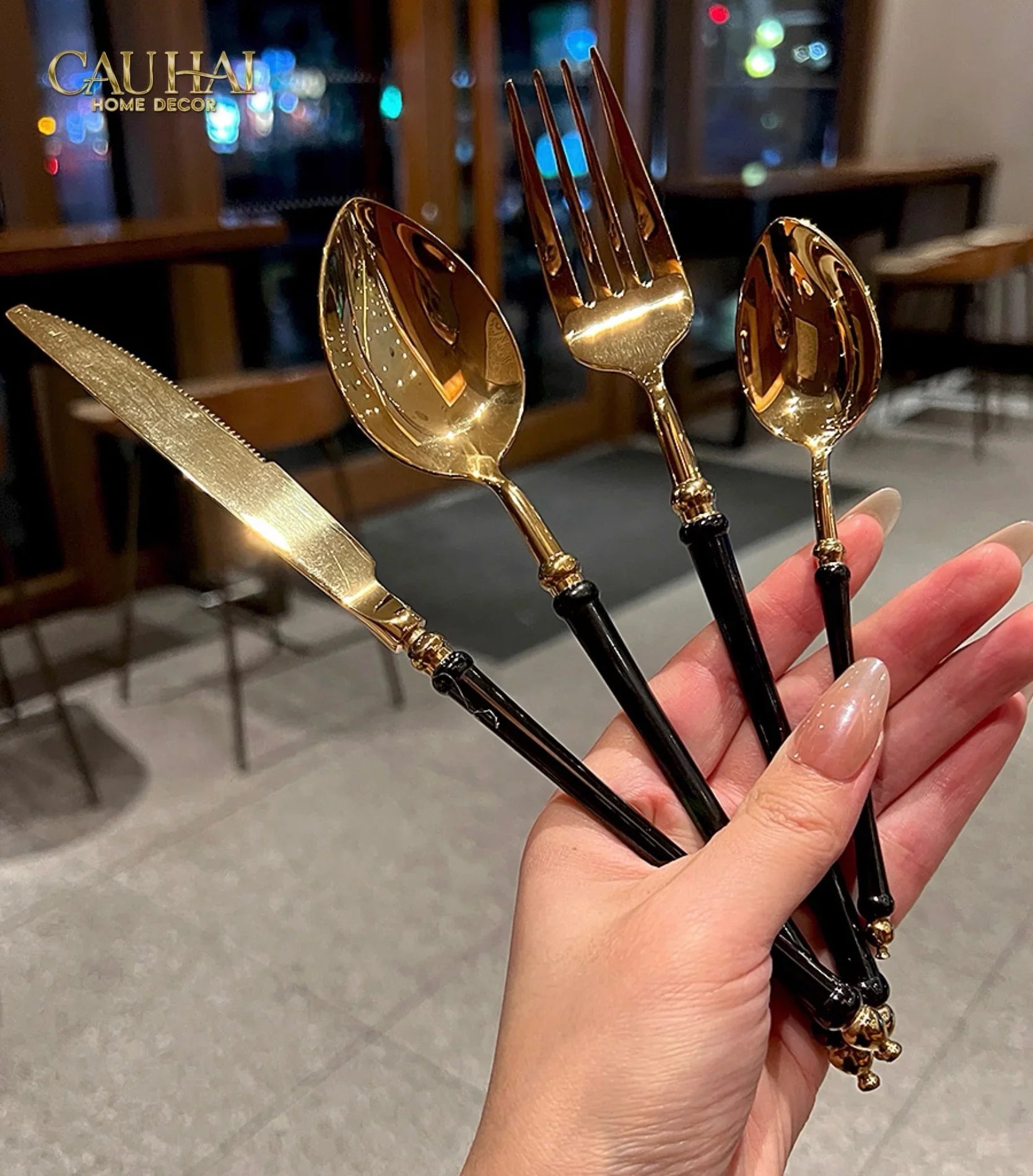 Set Dao Muỗng Nĩa 4 Món Phantom Premium Dinner Cutlery 4Pcs-CẬU HAI HOME DECOR