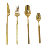 Set Dao Muỗng Nĩa 4 Món  Raw Metal Gold Hybrid Dinner Cutlery Set 4pcs