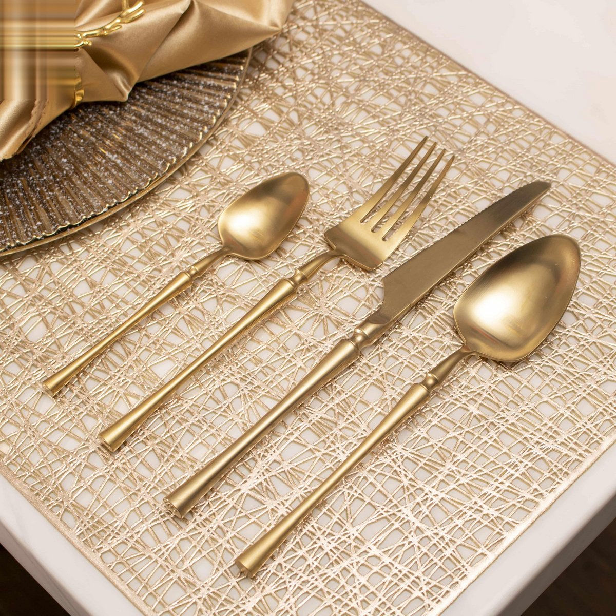 Set Dao Muỗng  Nĩa 4 Món L'Amour  Matte Gold - Allure Dinner Cutlery 4Pcs