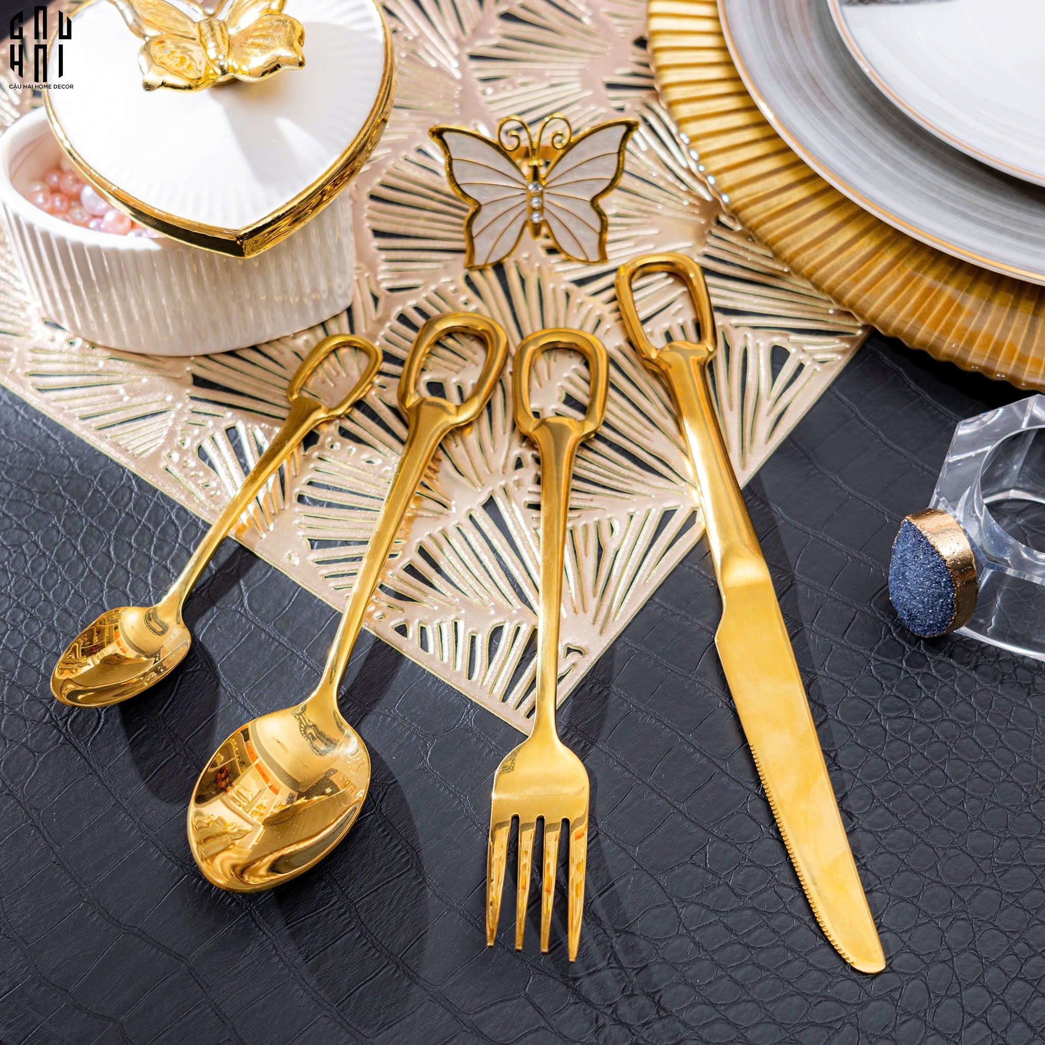 SET DAO NĨA ELITE 4PCS - CUTLERY ELITE 4PCS FULL BOX-CẬU HAI HOME DECOR