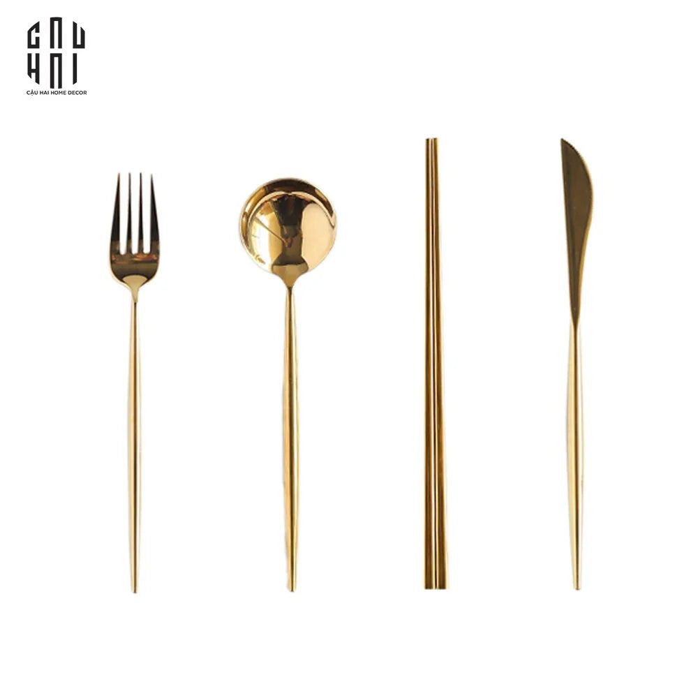 SET DAO NĨA GOLDEN 4PCS - CUTLERY GOLDEN 4PCS-CẬU HAI HOME DECOR