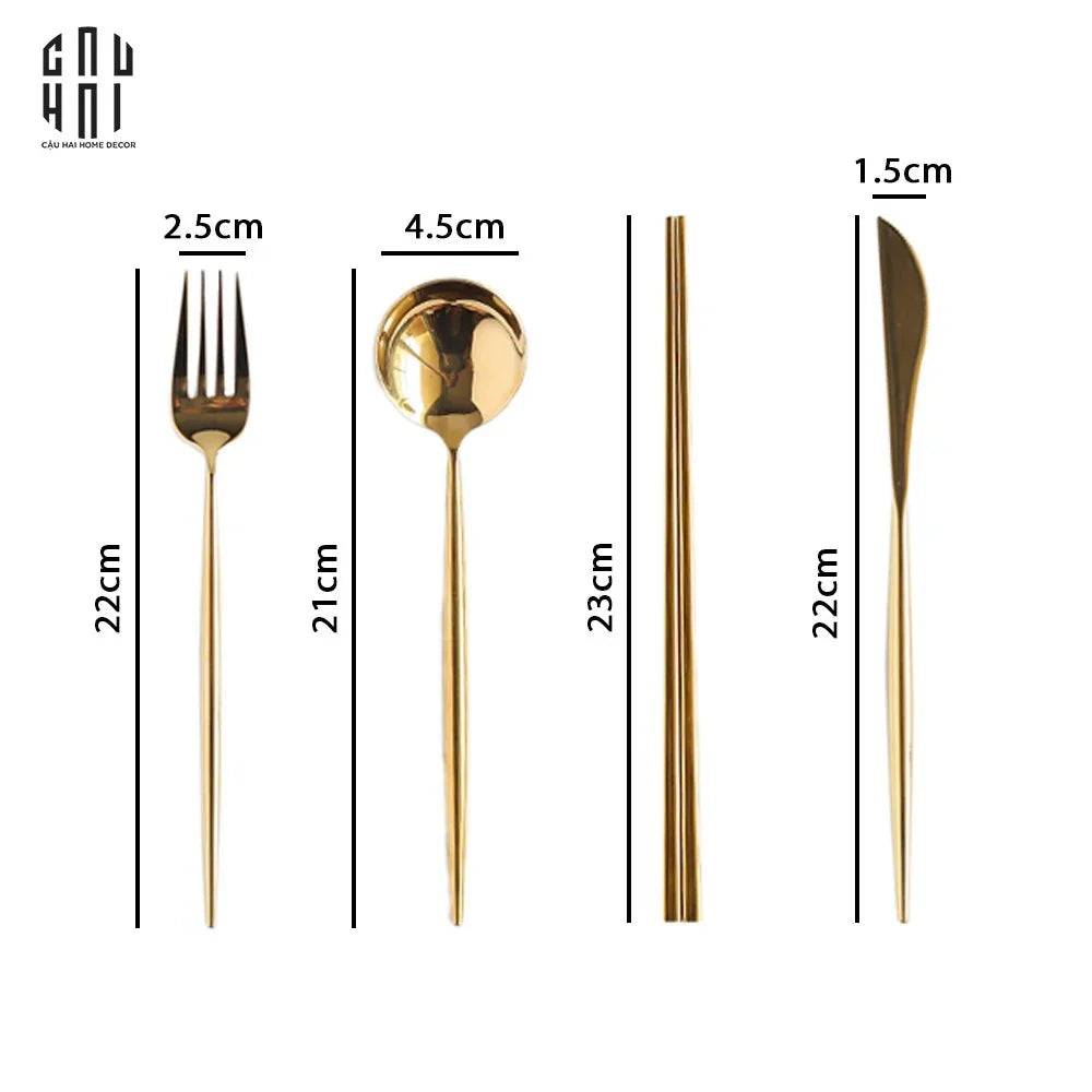 SET DAO NĨA GOLDEN 4PCS - CUTLERY GOLDEN 4PCS-CẬU HAI HOME DECOR