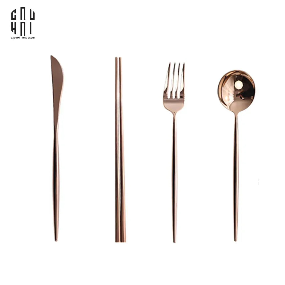 SET DAO NĨA ROSE GOLD 4PCS - CUTLERY ROSE GOLD 4PCS-CẬU HAI HOME DECOR