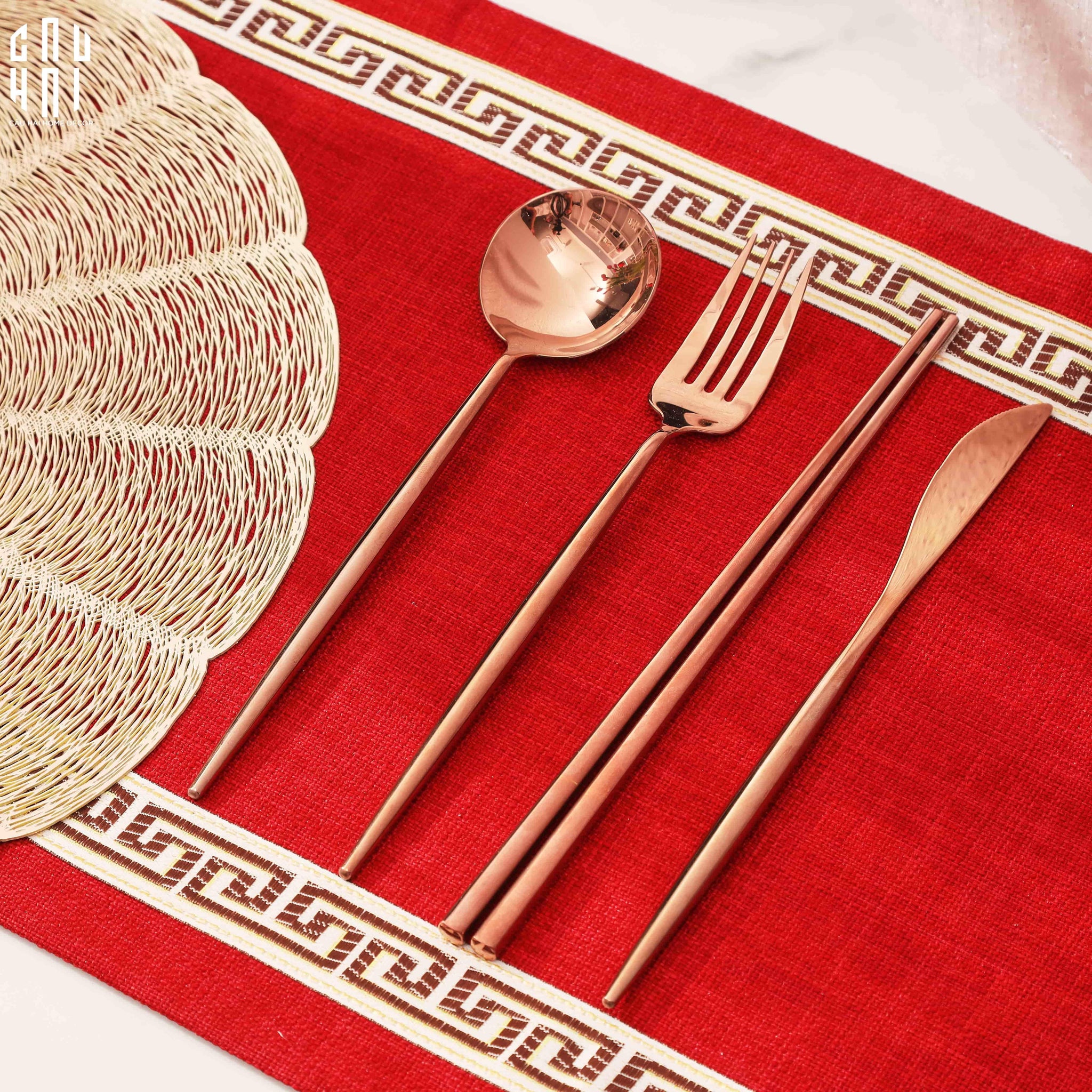 SET DAO NĨA ROSE GOLD 4PCS - CUTLERY ROSE GOLD 4PCS-CẬU HAI HOME DECOR