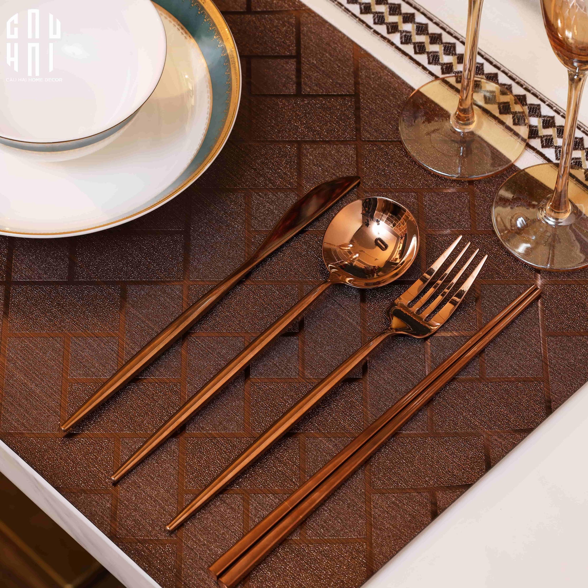 SET DAO NĨA ROSE GOLD 4PCS - CUTLERY ROSE GOLD 4PCS-CẬU HAI HOME DECOR