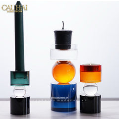 Set Đế Nến Pha Lê Đa Sắc Hừng Đông - Cristalleries Amber Dawn Candle Holders 6.5x16 5x11-ĐẾ NẾN-CẬU HAI HOME DECOR