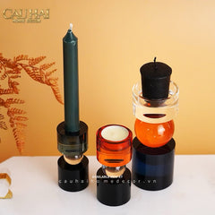 Set Đế Nến Pha Lê Đa Sắc Hừng Đông - Cristalleries Amber Dawn Candle Holders 6.5x16 5x11-ĐẾ NẾN-CẬU HAI HOME DECOR