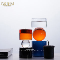 Set Đế Nến Pha Lê Đa Sắc Hừng Đông - Cristalleries Amber Dawn Candle Holders 6.5x16 5x11-ĐẾ NẾN-CẬU HAI HOME DECOR