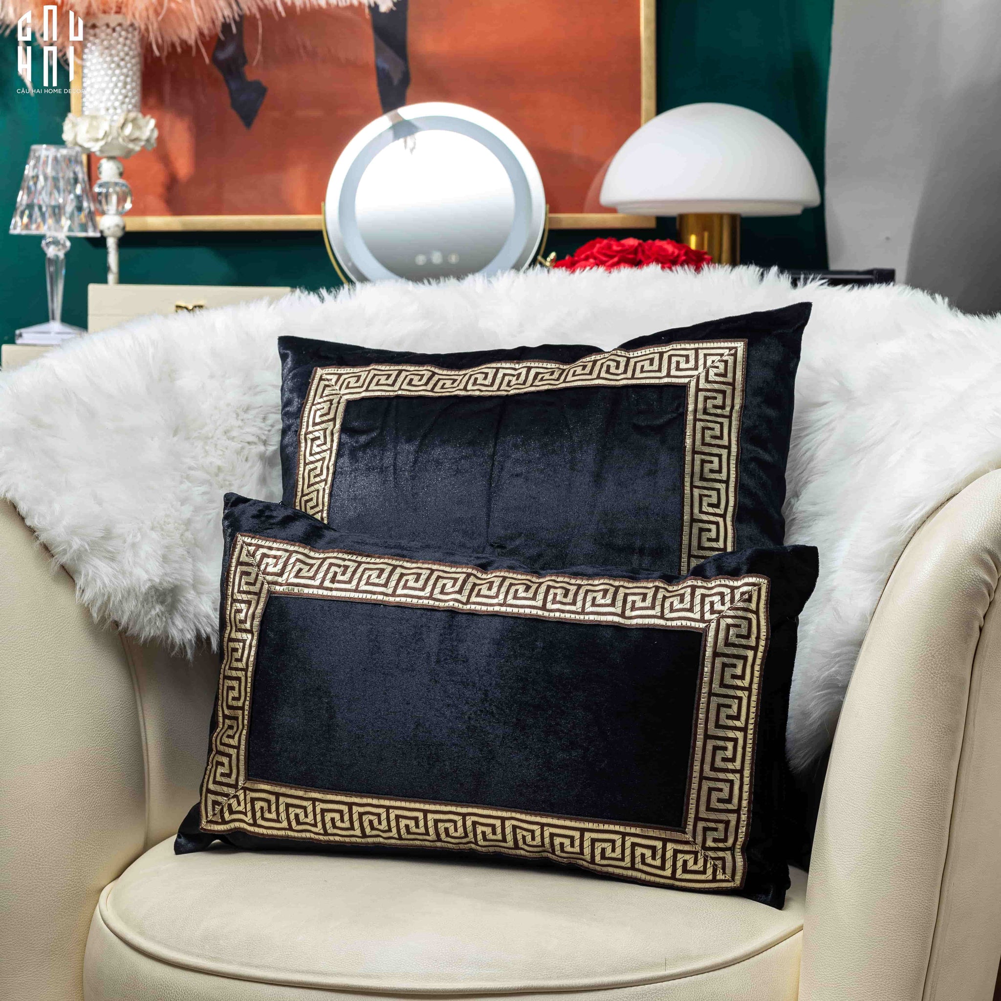 SET GỐI CROCHET - NOIR-CẬU HAI HOME DECOR