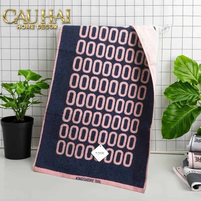 SET KHĂN TẮM 75x140 & 34x74 ZERO - ROSE NAVY BATH TOWEL-CẬU HAI HOME DECOR