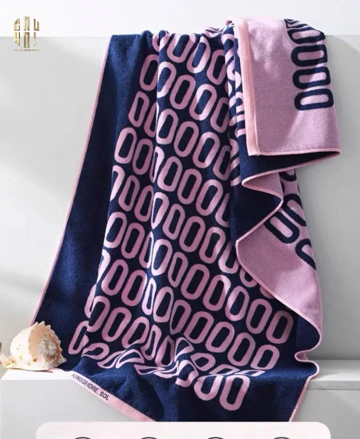 SET KHĂN TẮM 75x140 & 34x74 ZERO - ROSE NAVY BATH TOWEL-CẬU HAI HOME DECOR