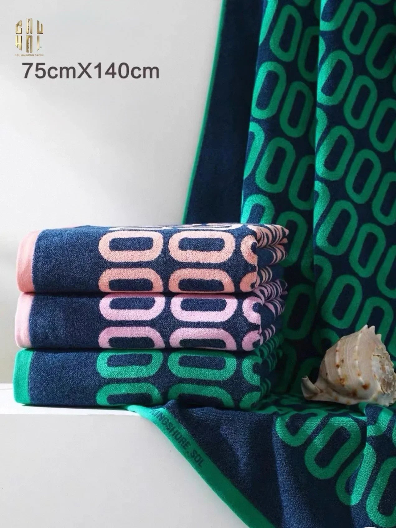 SET KHĂN TẮM 75x140 & 34x74 ZERO - ROSE NAVY BATH TOWEL-CẬU HAI HOME DECOR