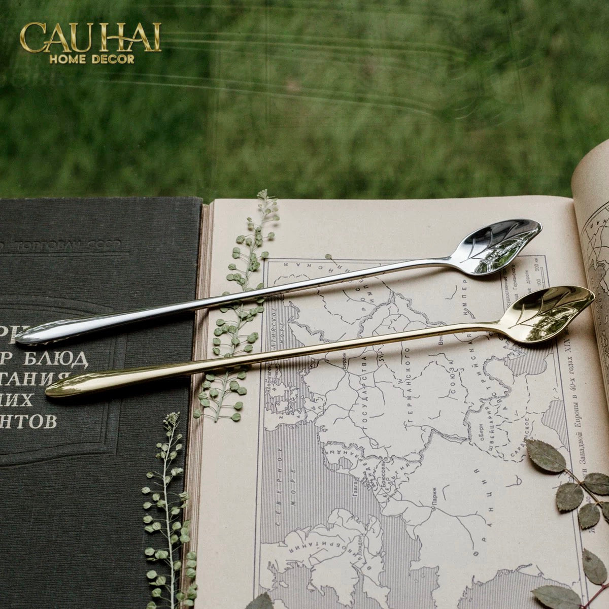 Set Muỗng Dài Thìa Coffee Argent Golden Leaf Coffee Spoon Set 4pcs. 2.2x19.5cm-CẬU HAI HOME DECOR