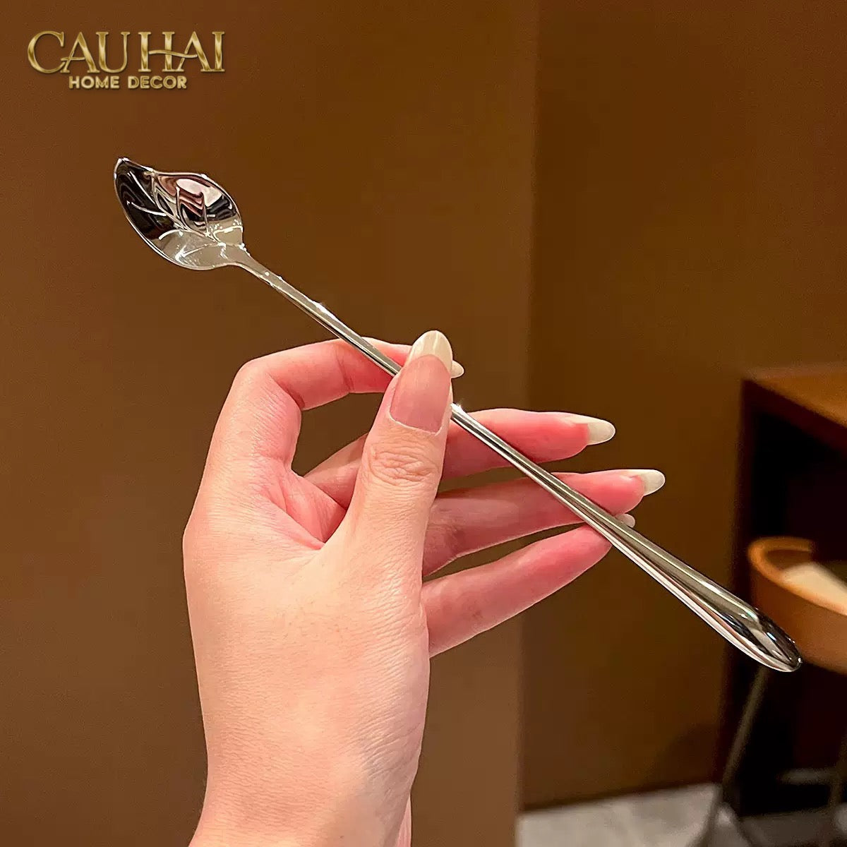 Set Muỗng Dài Thìa Coffee Argent Golden Leaf Coffee Spoon Set 4pcs. 2.2x19.5cm-CẬU HAI HOME DECOR