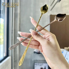 Set Muỗng Dài Thìa Coffee Argent Golden Leaf Coffee Spoon Set 4pcs. 2.2x19.5cm-CẬU HAI HOME DECOR