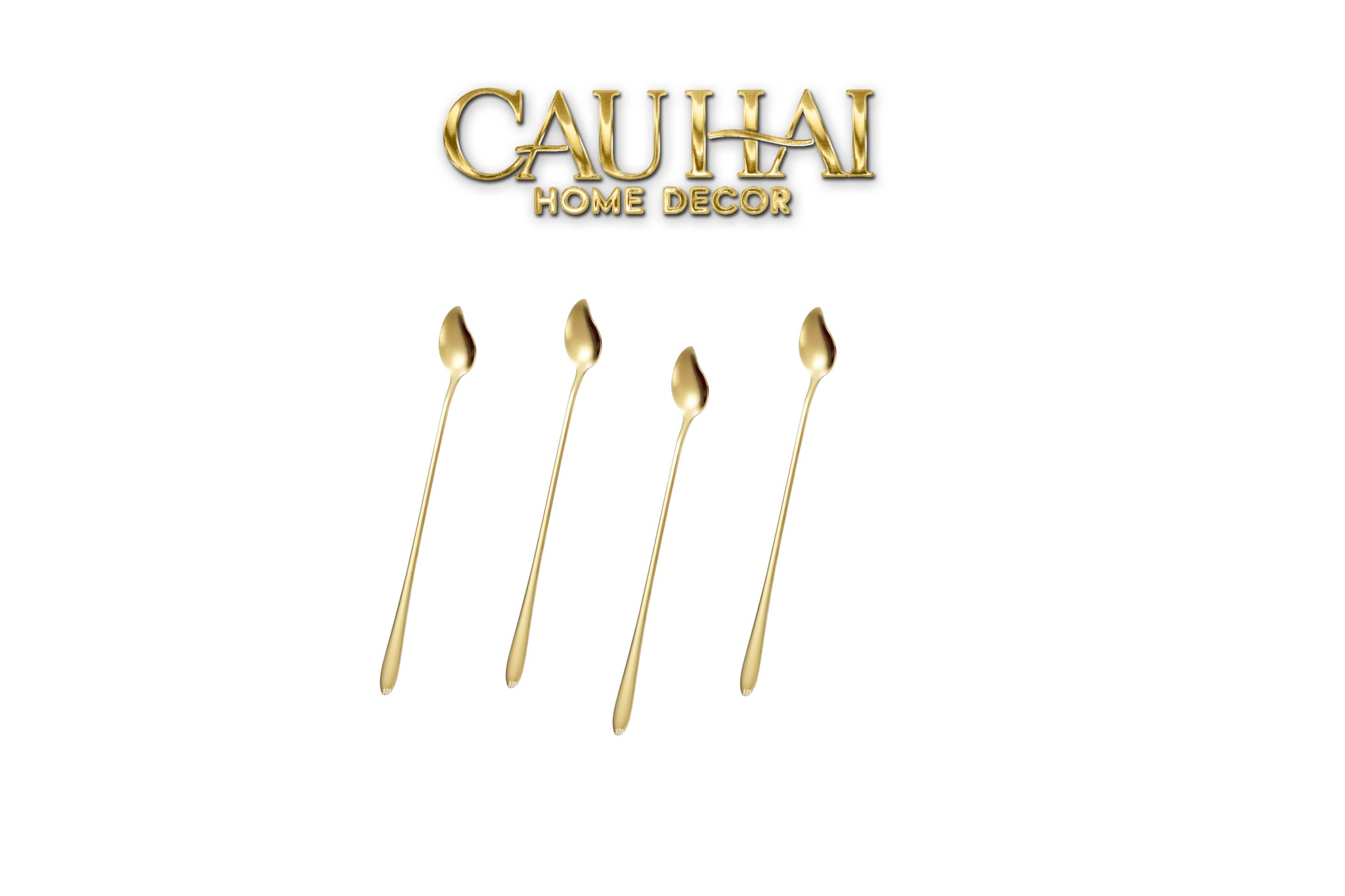 Set Muỗng Dài Thìa Coffee Argent Golden Leaf Coffee Spoon Set 4pcs. 2.2x19.5cm-CẬU HAI HOME DECOR