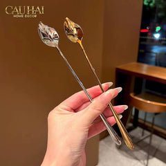 Set Muỗng Dài Thìa Coffee Argent Golden Leaf Coffee Spoon Set 4pcs. 2.2x19.5cm-CẬU HAI HOME DECOR