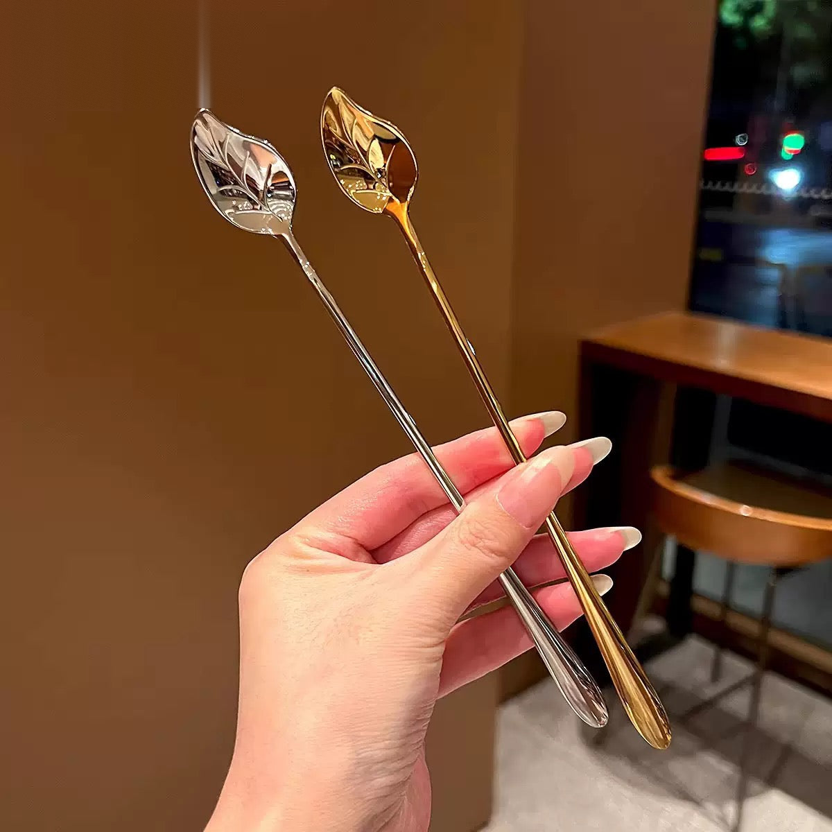 Set Muỗng Dài Thìa Coffee Argent Golden Leaf Coffee Spoon Set 4pcs. 2.2x19.5cm