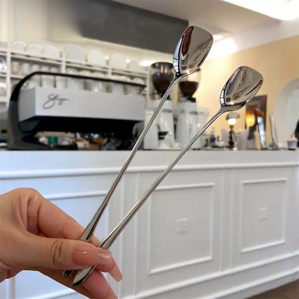 Set Muỗng Dài Thìa Coffee Silver Golden Square Head Coffee Spoon Set 4pcs. 2.2x19.5cm