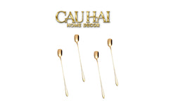 Set Muỗng Dài Thìa Coffee Silver Golden Square Head Coffee Spoon Set 4pcs. 2.2x19.5cm-CẬU HAI HOME DECOR