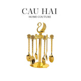 SET MUỖNG - GOLD COFFEE SPOON SWAN CAROUSEL 6 CÁI-CẬU HAI HOME DECOR